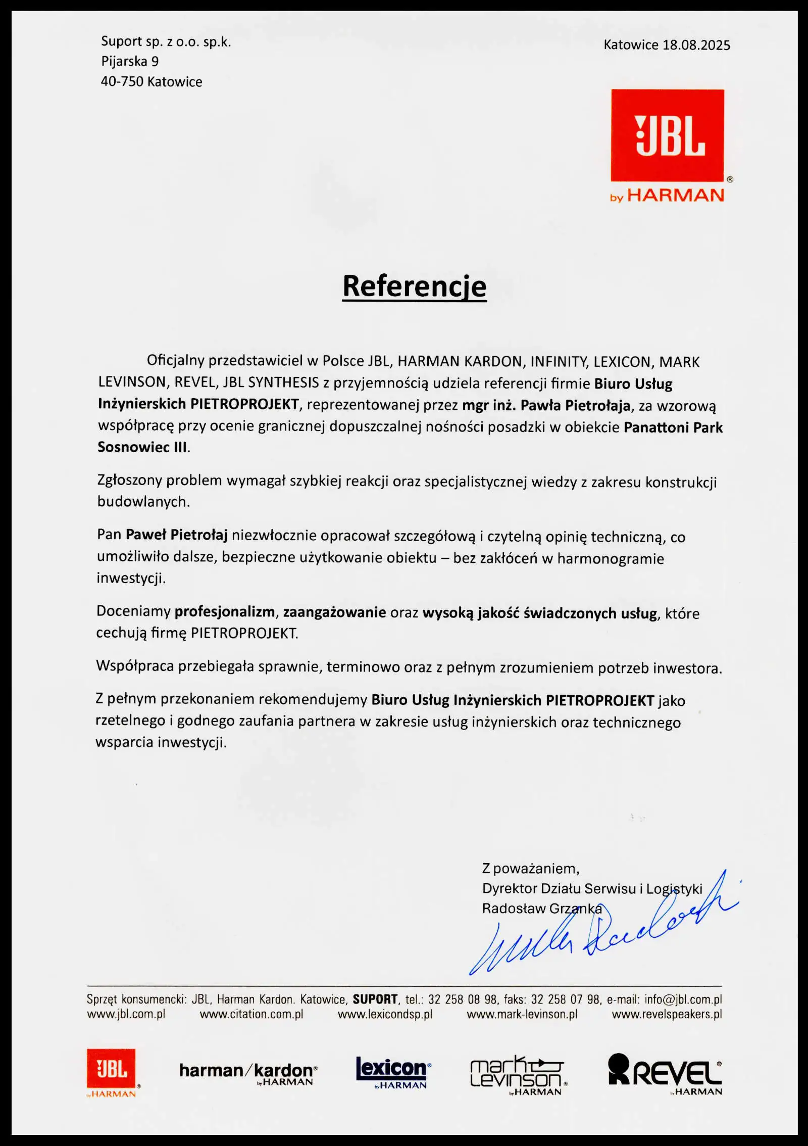 Referencje Suport Sp. z o.o.