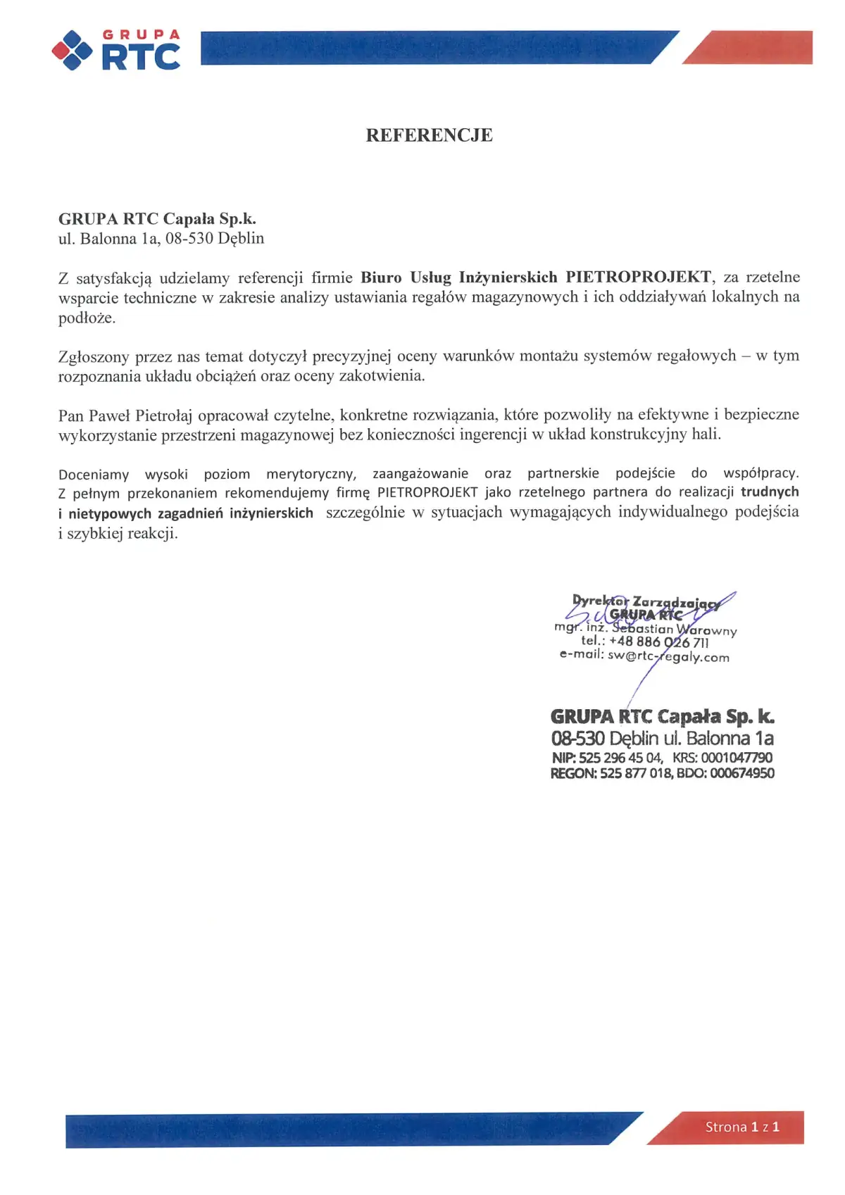 Referencje GRUPA RTC